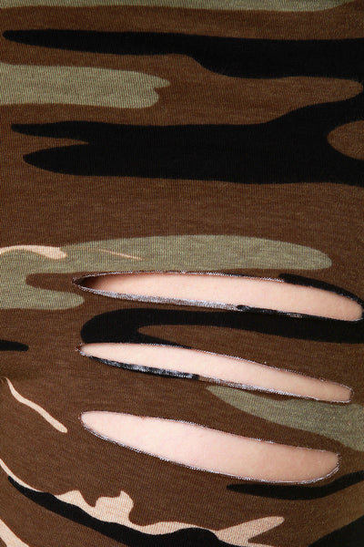 Camo Print Razor Cut Leggings