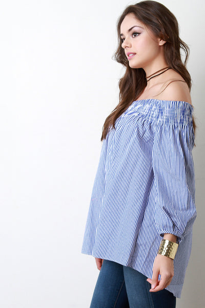 Off-The-Shoulder Vertical Stripes Top