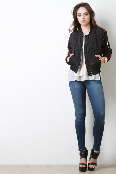 Kisses Zip Up Bomber Jacket