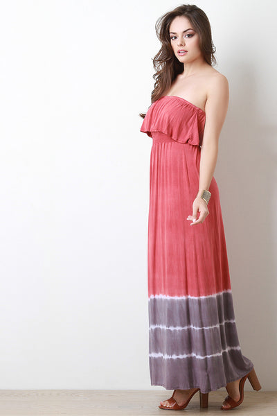 Tie Dye Flounce Top Maxi Dress