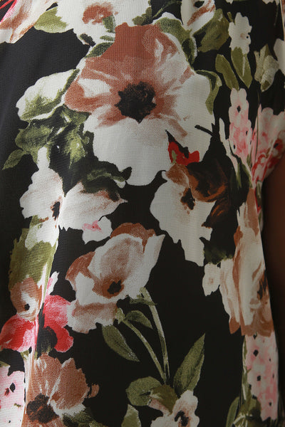 Floral Open Front Chiffon Vest