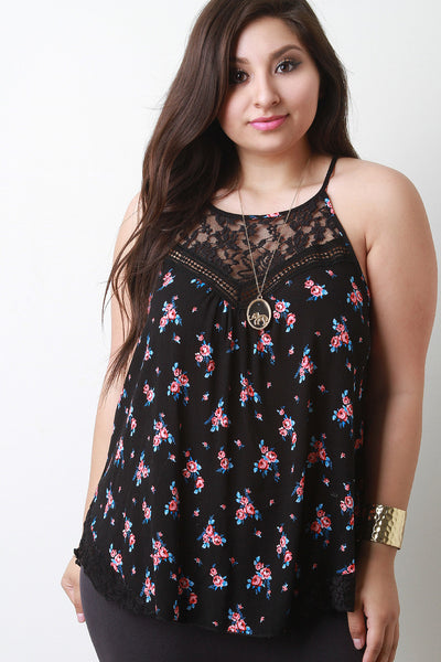 Lace Yoke Floral Cami Top