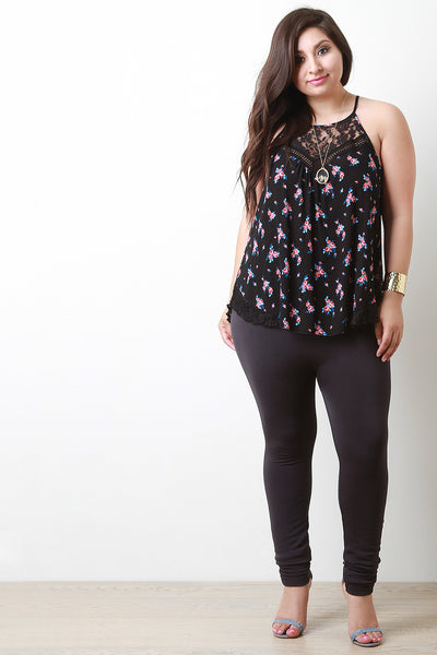 Lace Yoke Floral Cami Top