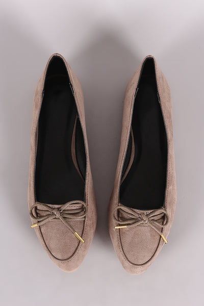 Qupid Almond Toe Bow Loafer Flats