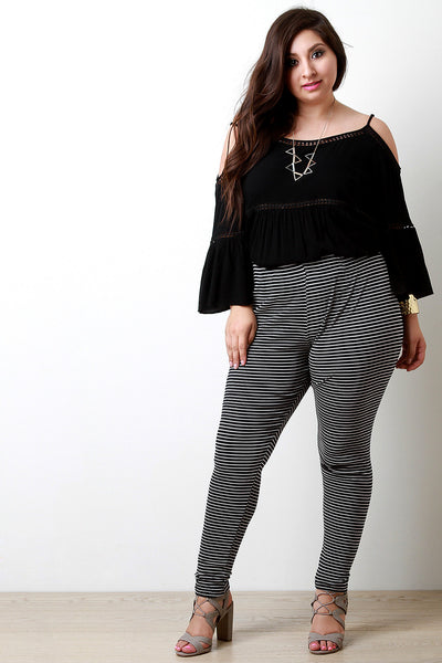 Texturized Stripe Print Leggings