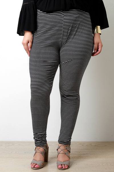 Texturized Stripe Print Leggings