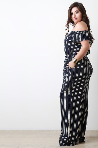 Off-The-Shoulder Stripe Jumpsuit