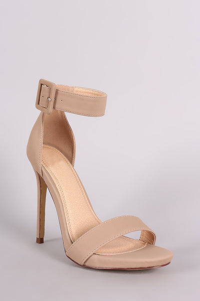 Nubuck Buckled Ankle Strap Stiletto Heel