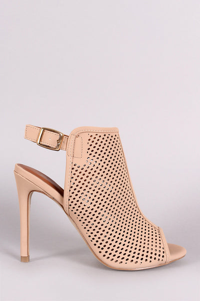 Perforated Nubuck Peep Toe Stiletto Heel