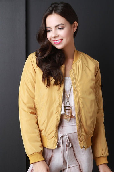 Puffy Zip Up Bomber Jacket