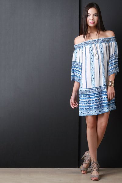 Off The Shoulder Boho Shift Dress