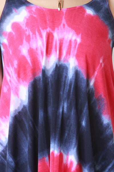 Tie Dye Trapeziod Hem Midi Dress