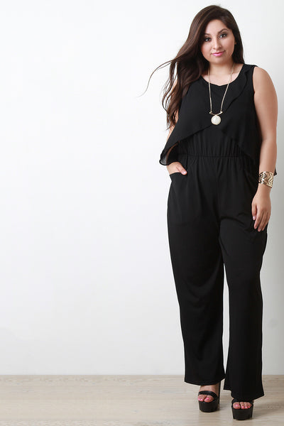 Sleeveless Chiffon Overlay Jumpsuit