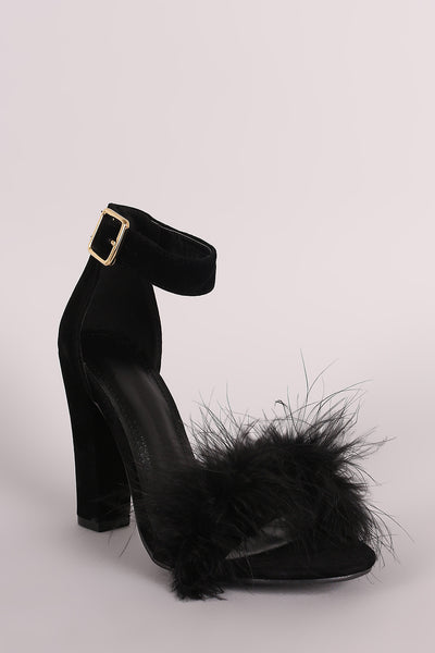 Shoe Republic LA Faux Fur Ankle Strap Dress Heel