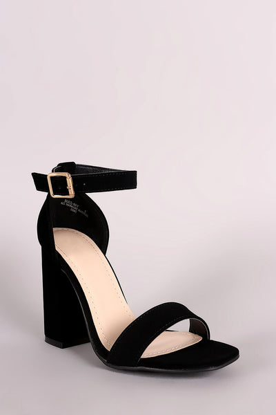 Bamboo Open Toe Single Band Ankle Cuff Chunky Heel