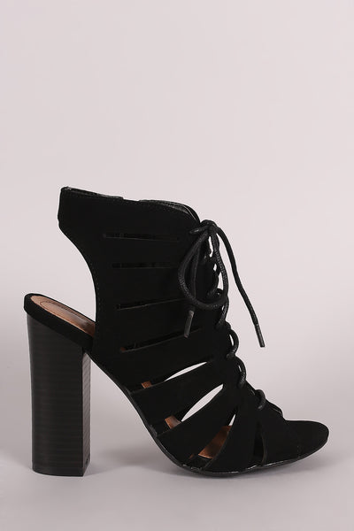 Bamboo Nubuck Ghillies Cutout Chunky Heel