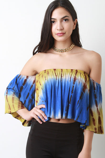 Off The Shoulder Tie Dye Crop Top