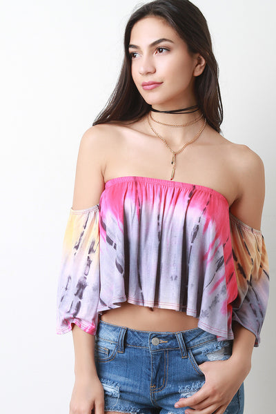 Off The Shoulder Tie Dye Crop Top