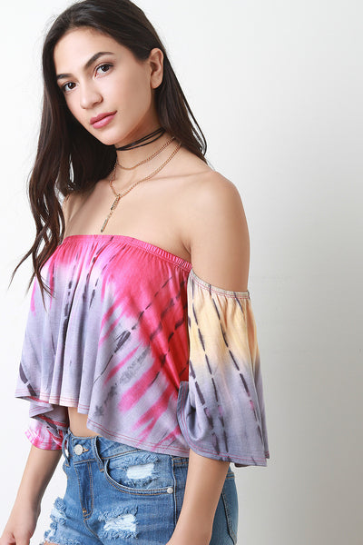 Off The Shoulder Tie Dye Crop Top