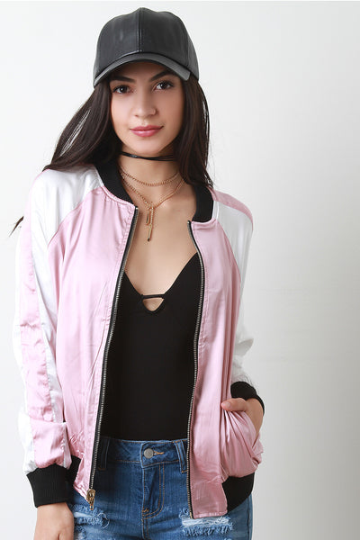 Reversible Silky Two Tone Bomber Jacket