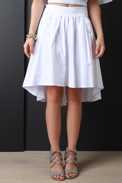 High Waist Tie High Low Hem Skirt