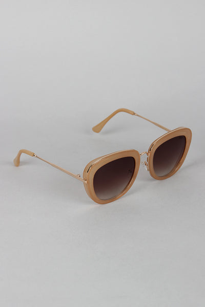 Mod Rectangular Cat Eye Wire Bridge Sunglasses