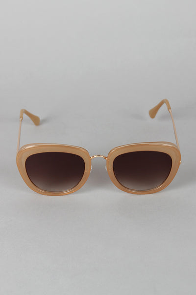 Mod Rectangular Cat Eye Wire Bridge Sunglasses