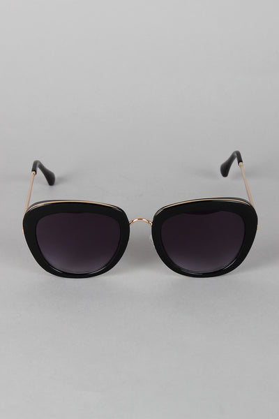 Mod Rectangular Cat Eye Wire Bridge Sunglasses