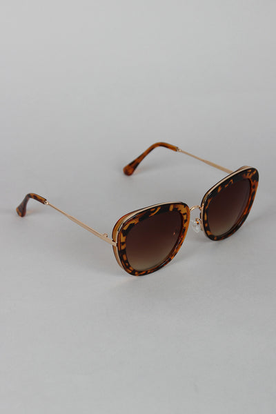 Mod Rectangular Cat Eye Wire Bridge Sunglasses