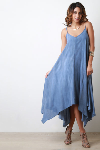 Spaghetti Strap Handkerchief Hem Shirt Dress