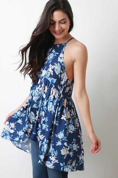 Floral Empire Waist High-Low Top