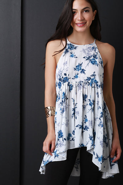 Floral Empire Waist High-Low Top