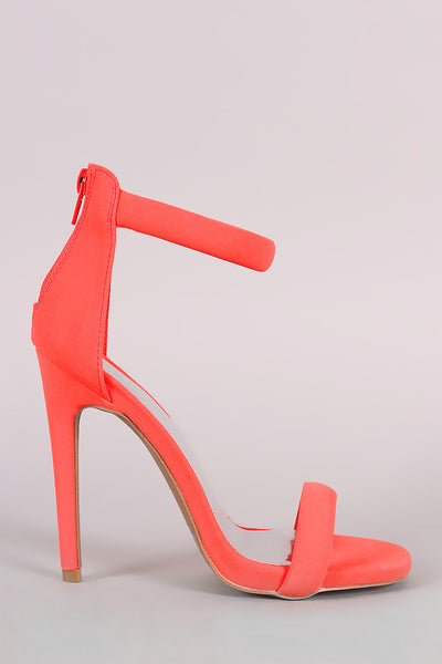 Qupid Nubuck Ankle Strap Open Toe Heel