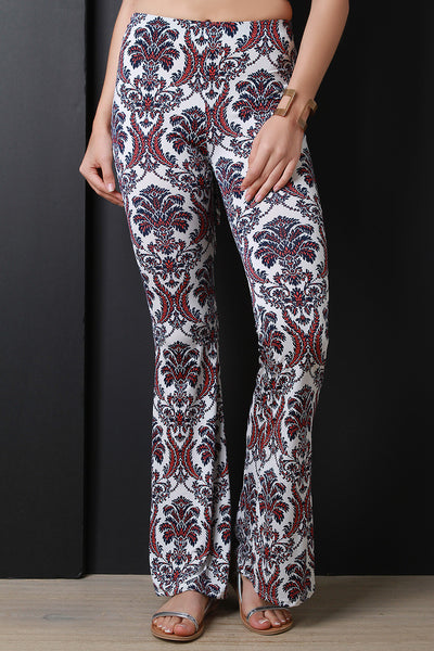 Jacquard Print Flared Pants