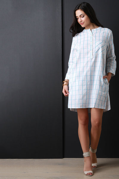 Plaid Button-Up Shirt Dress