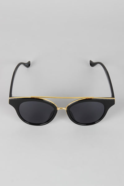 Double Bridge Contrast Cat Eye Sunglasses