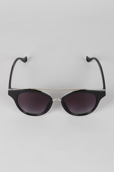 Double Bridge Contrast Cat Eye Sunglasses