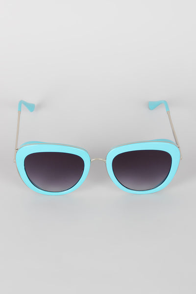 Rectangular Mod Contrast Sunglasses