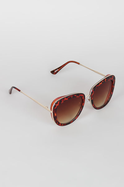 Rectangular Mod Contrast Sunglasses