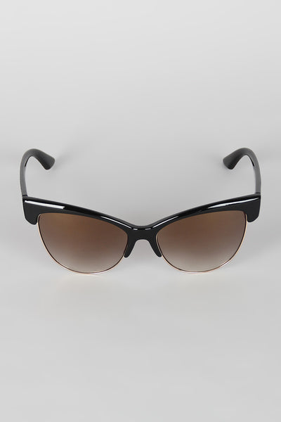 Semi-Rimless Wild Cat Textured Sunglasses