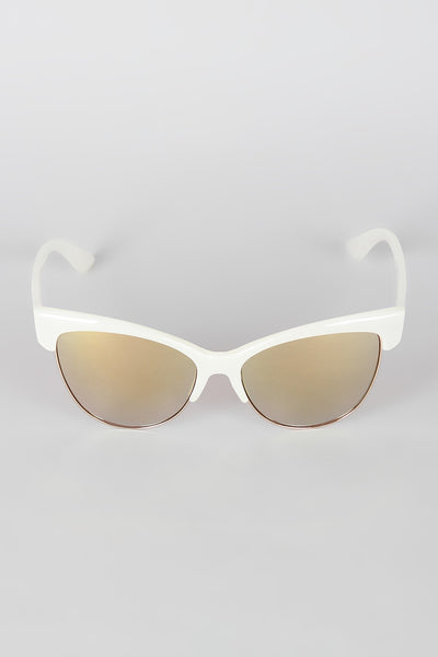 Semi-Rimless Wild Cat Textured Sunglasses