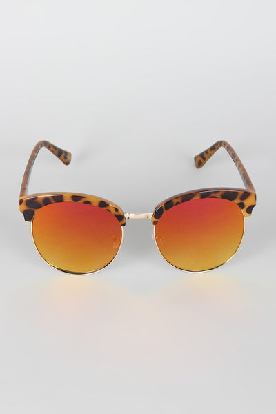 Wide Round Semi-Rimless Sunglasses