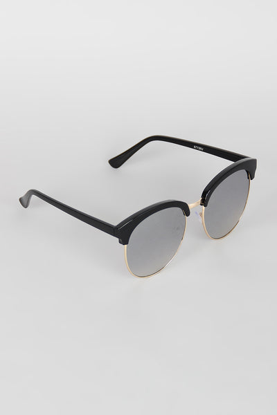 Wide Round Semi-Rimless Sunglasses