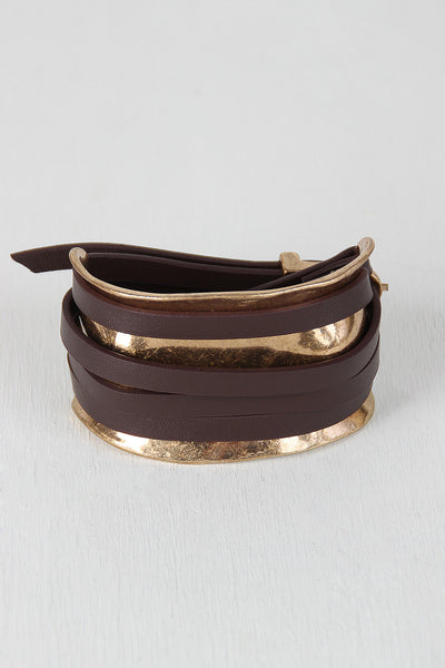 Vegan Leather Wrap Cuff Bracelet