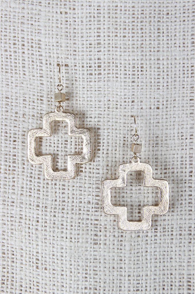 Open Cross Dangle Earrings