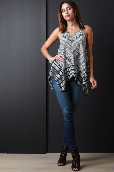 Tribal Caged Back Handkerchief Top