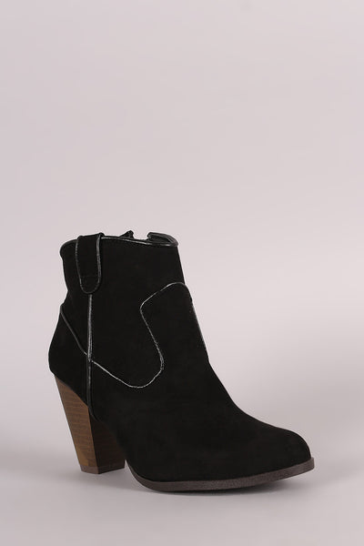 Qupid Suede Stitch Trim Zip-Up Booties