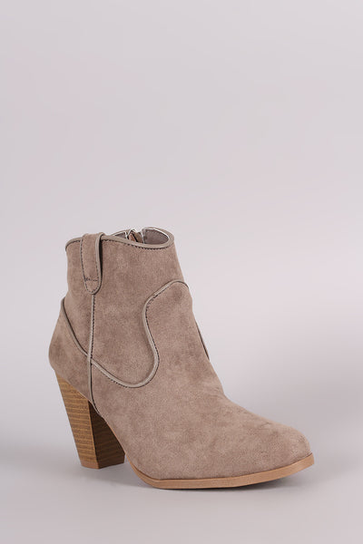 Qupid Suede Stitch Trim Zip-Up Booties