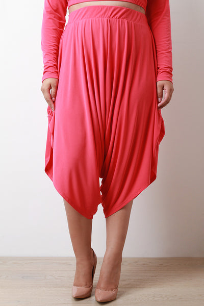 Draped Drop Crotch Cropped Pants