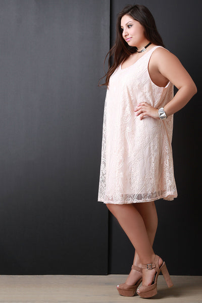 Sleeveless Lace Shift Dress